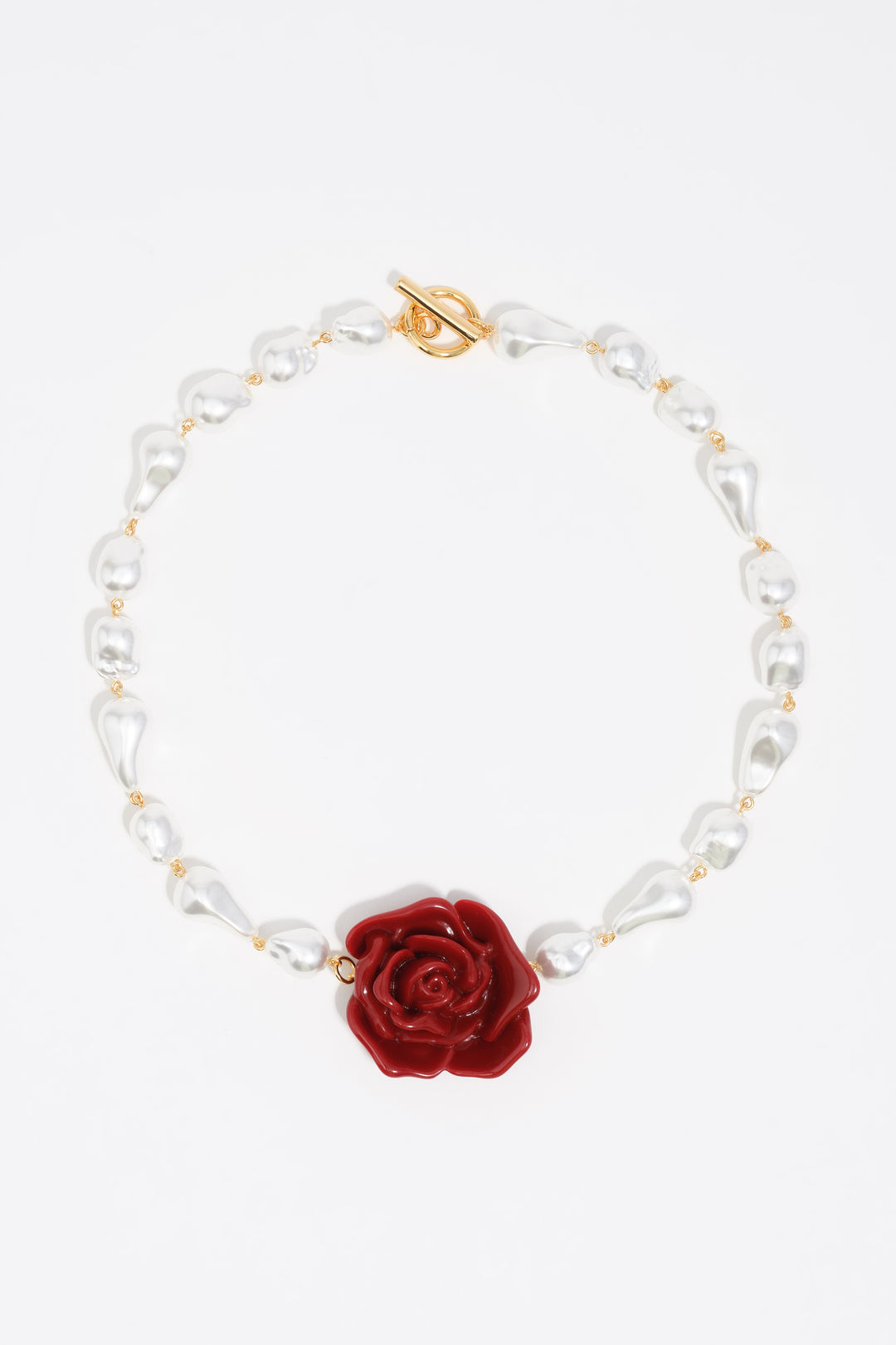 Red rose pearl necklace - MYHOLDAL LEBANON