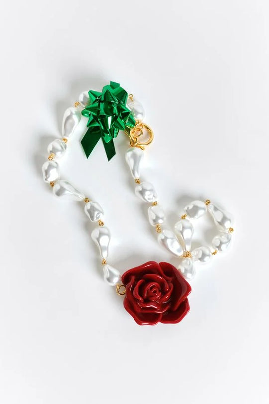 Red rose pearl necklace - MYHOLDAL LEBANON