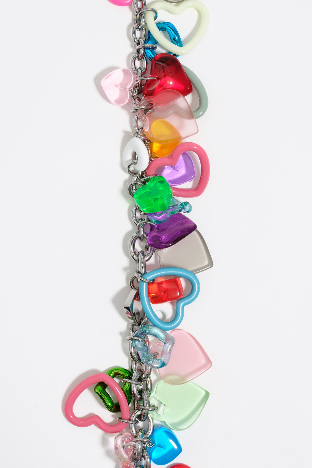 Multicolor hearts chain necklace