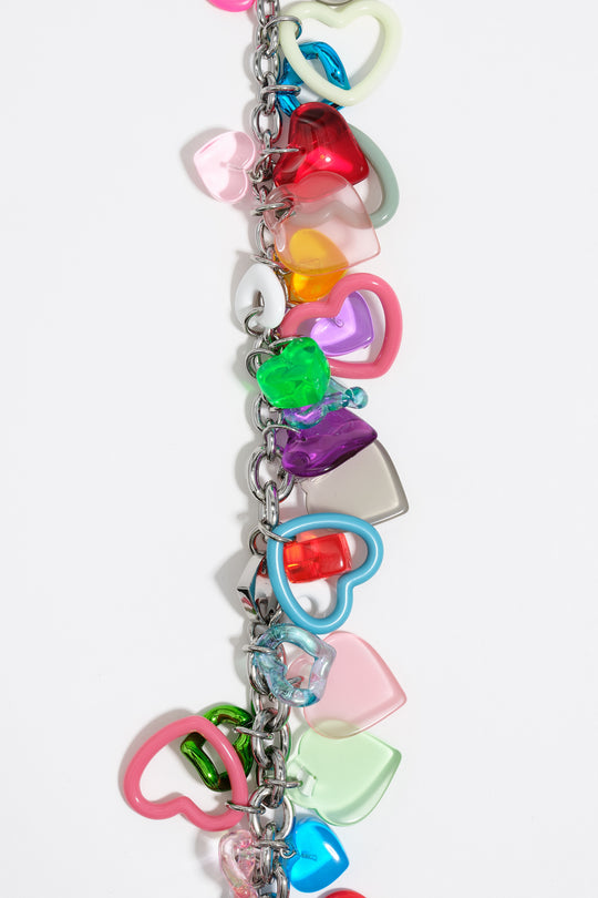 Multicolor hearts chain necklace