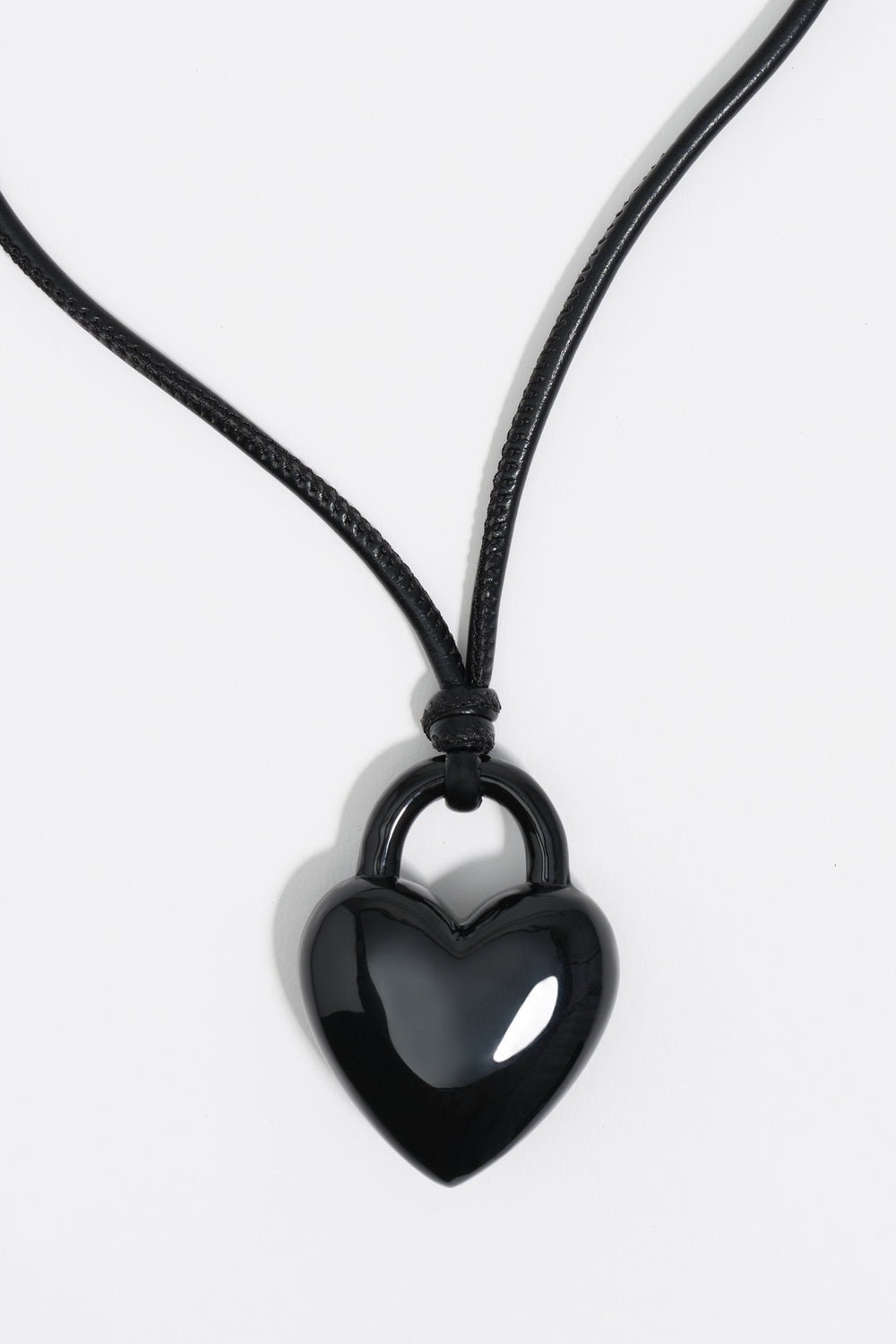 Black padlock heart cord necklace