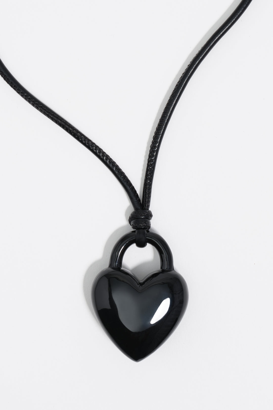 Black padlock heart cord necklace