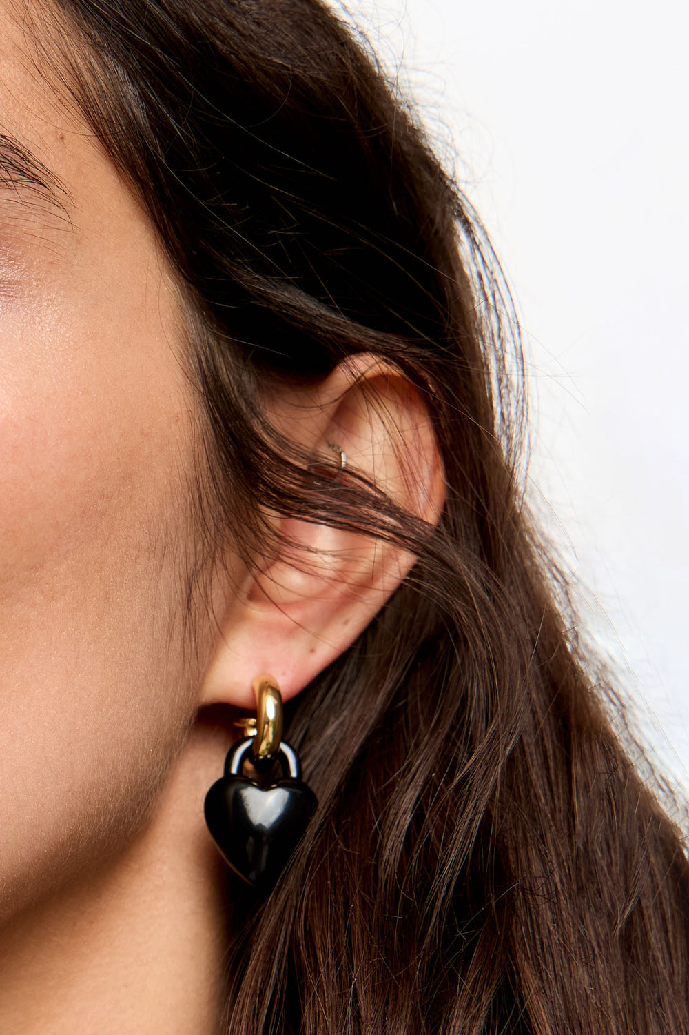 Black padlock heart hoop earrings
