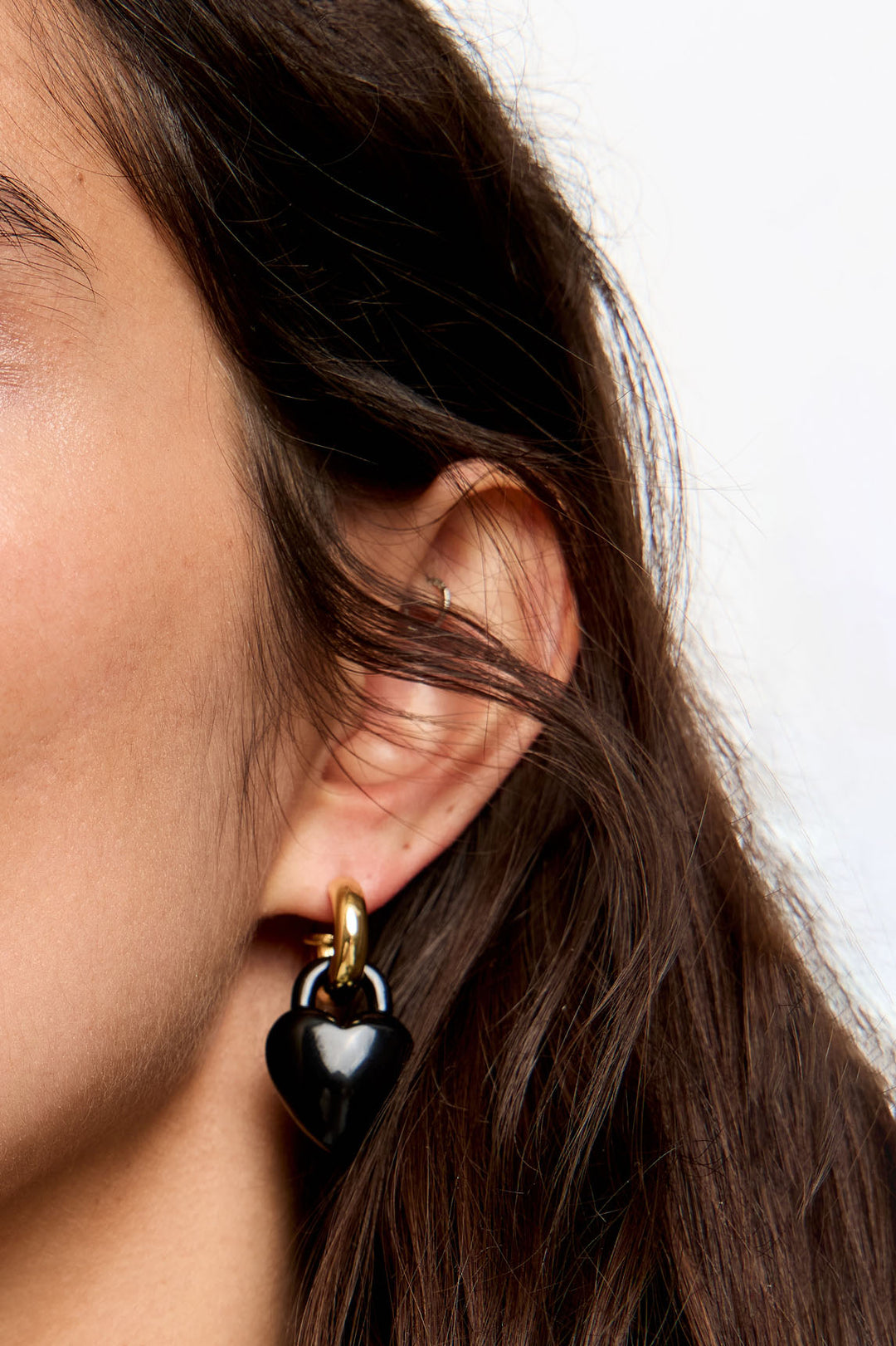Black padlock heart hoop earrings