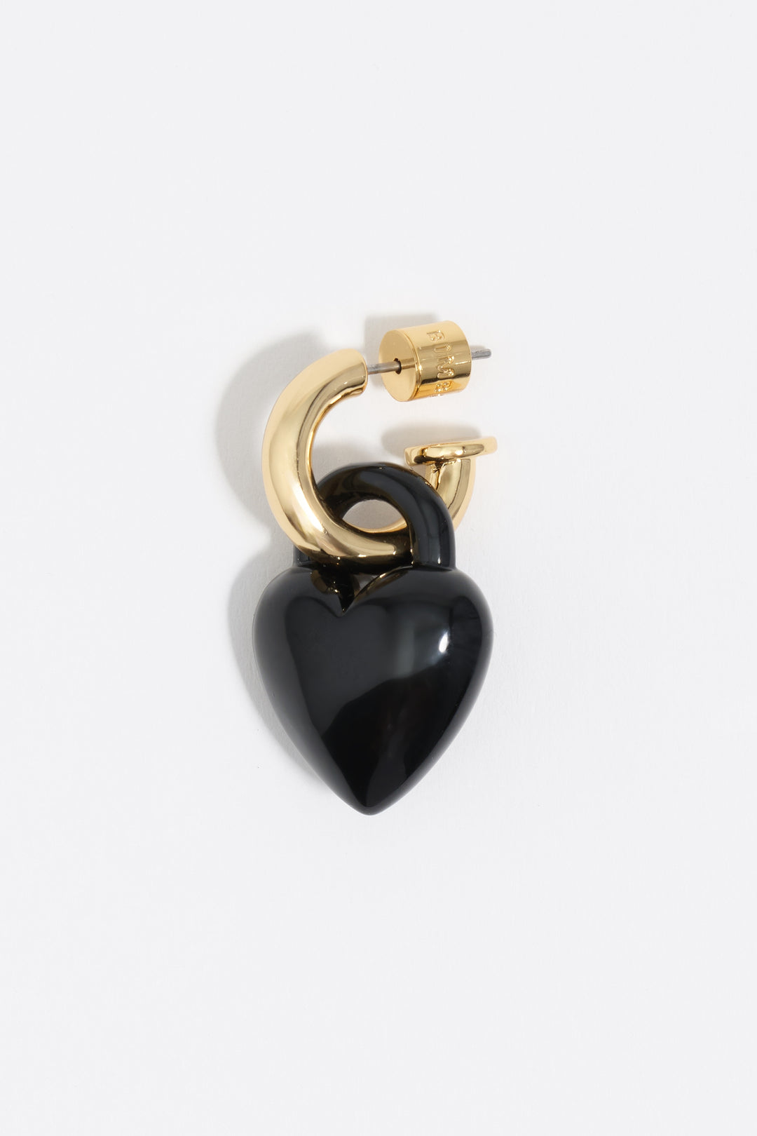 Black padlock heart hoop earrings