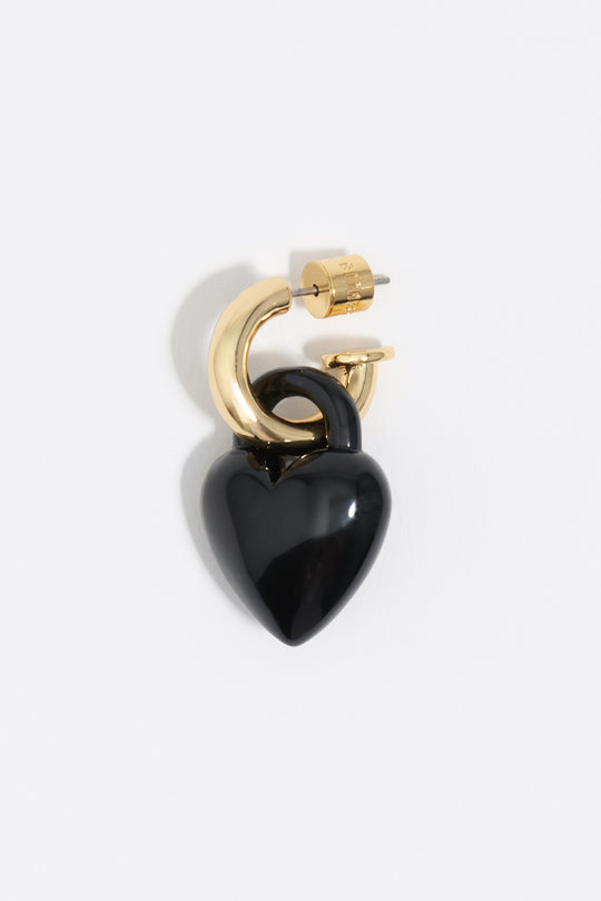 Black padlock heart hoop earrings