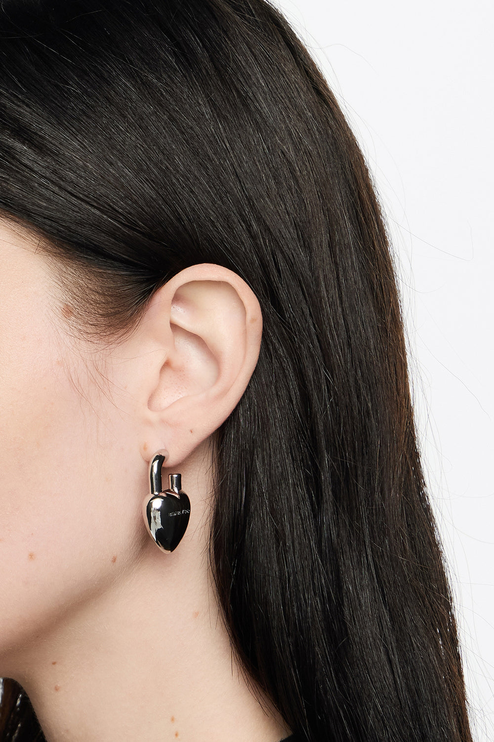 Silver padlock heart earrings