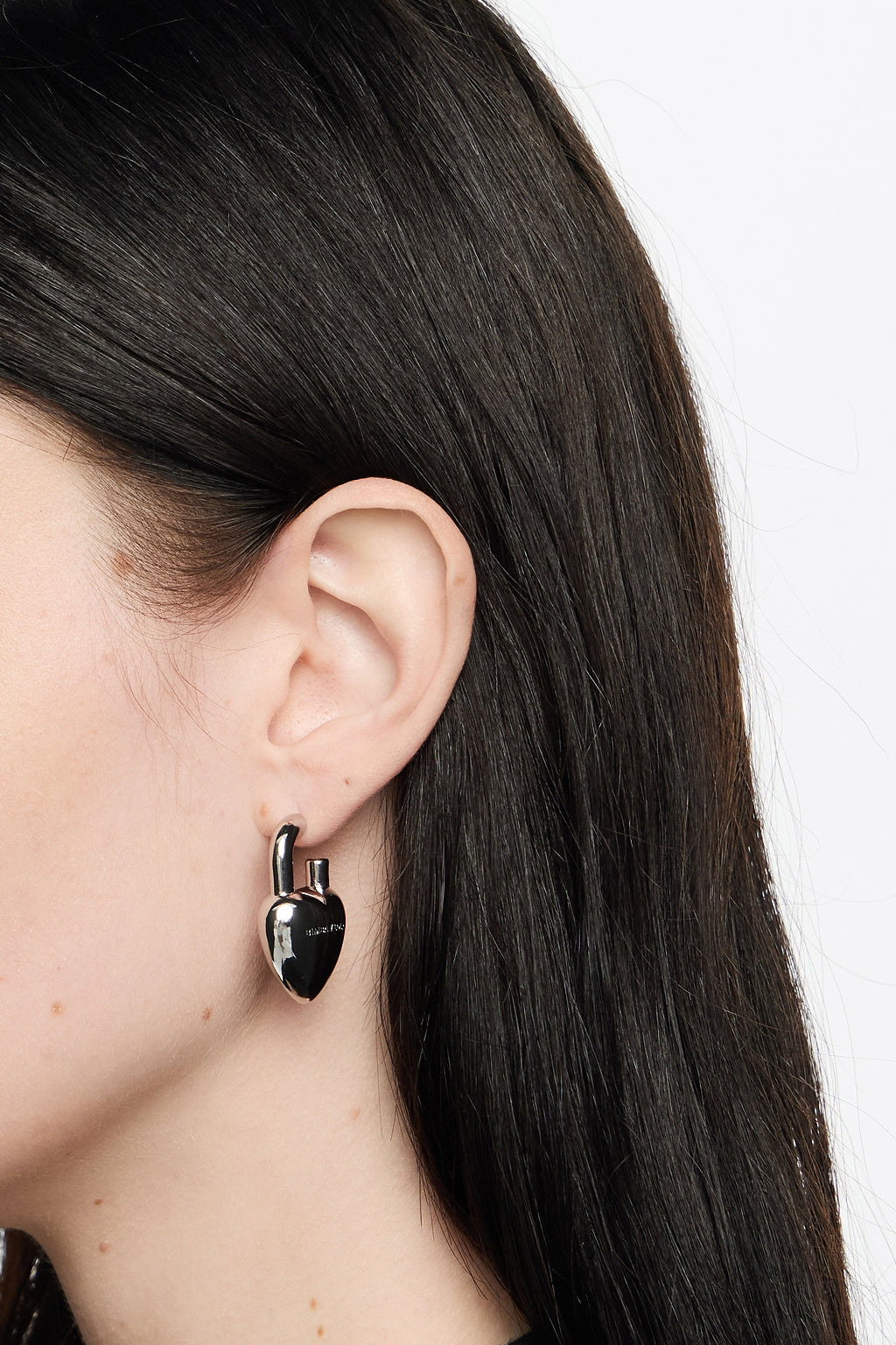 Silver padlock heart earrings