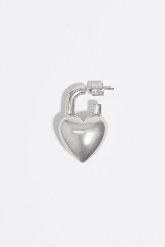 Silver padlock heart earrings