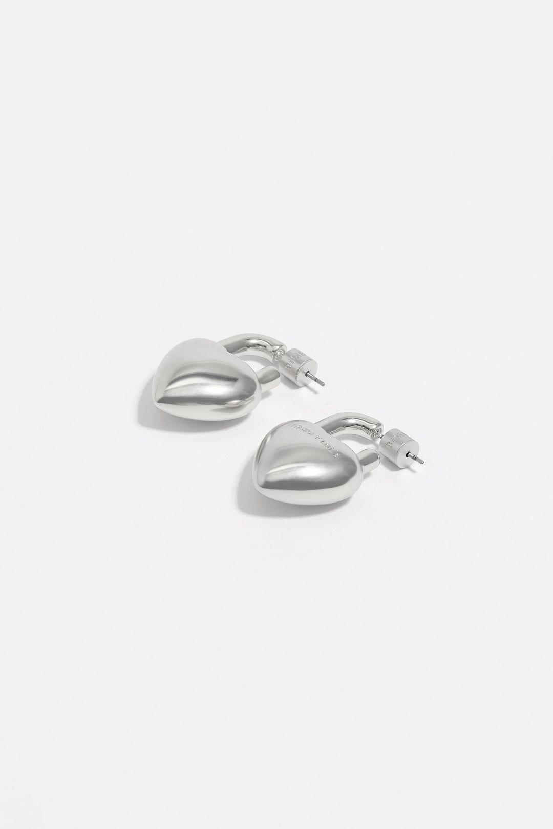 Silver padlock heart earrings