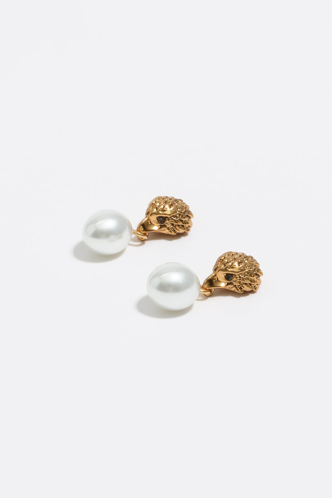 Gold pearl eagle earrings