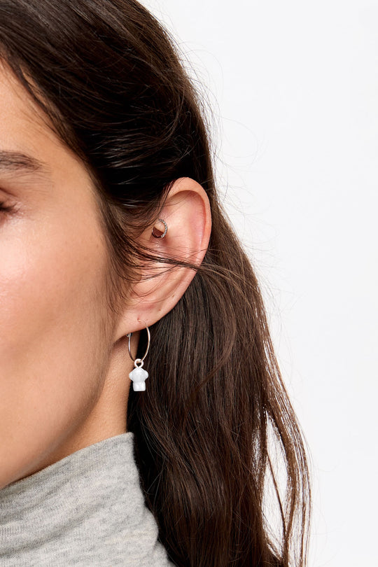 Pearl dog hoop earrings