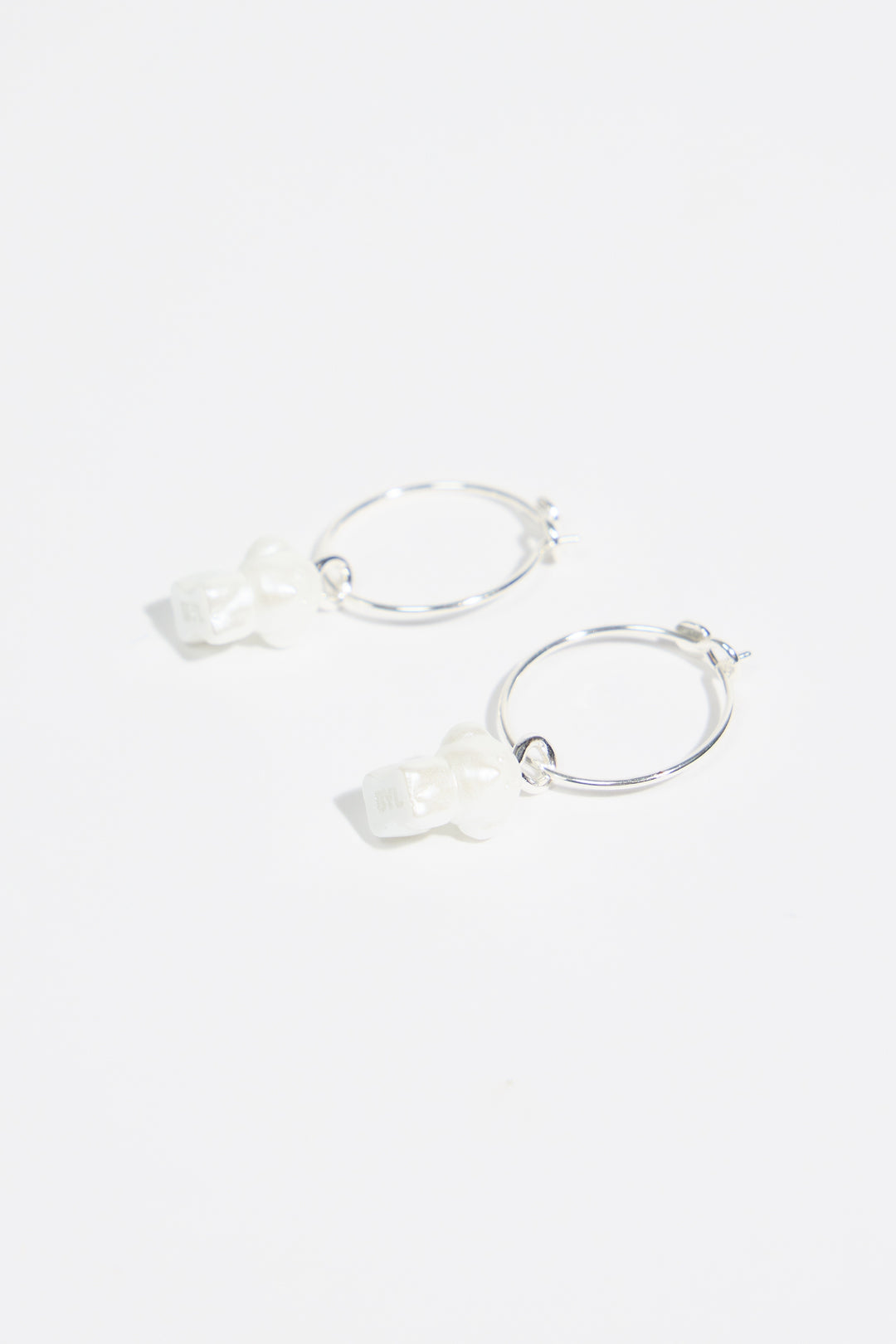 Pearl dog hoop earrings