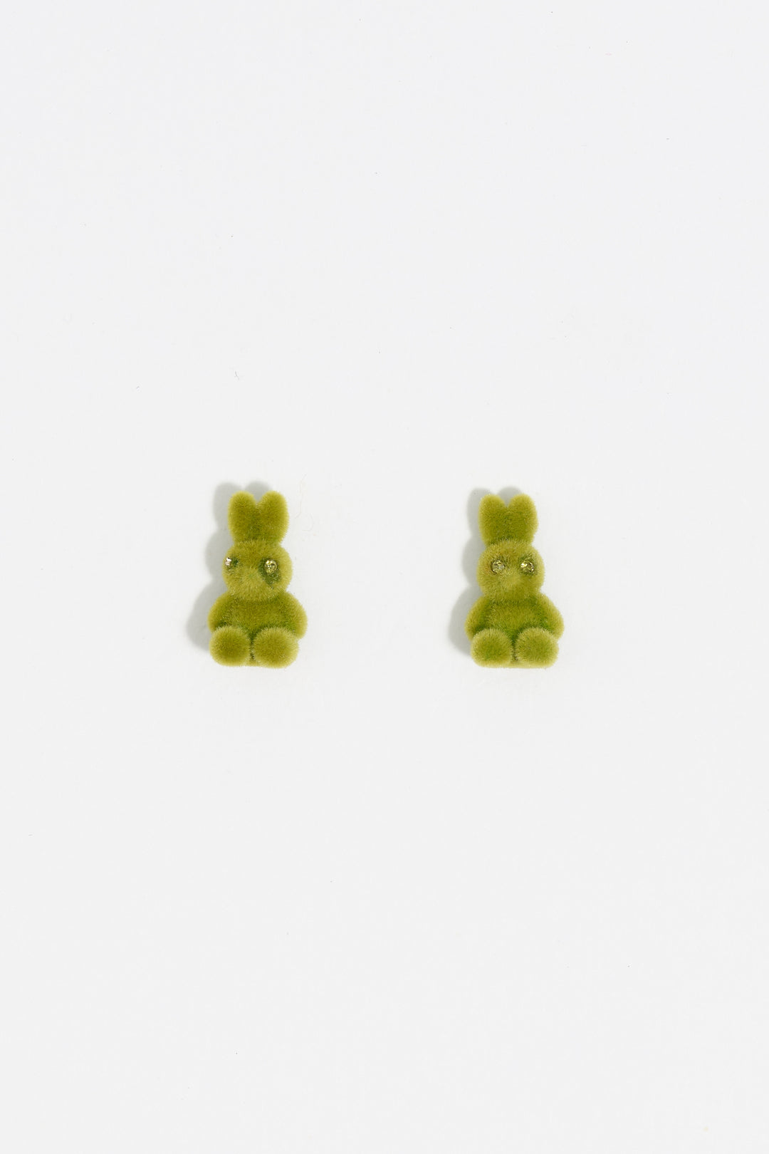 Green flocked rabbit earrings