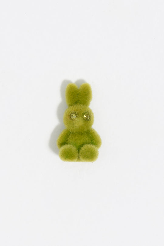 Green flocked rabbit earrings