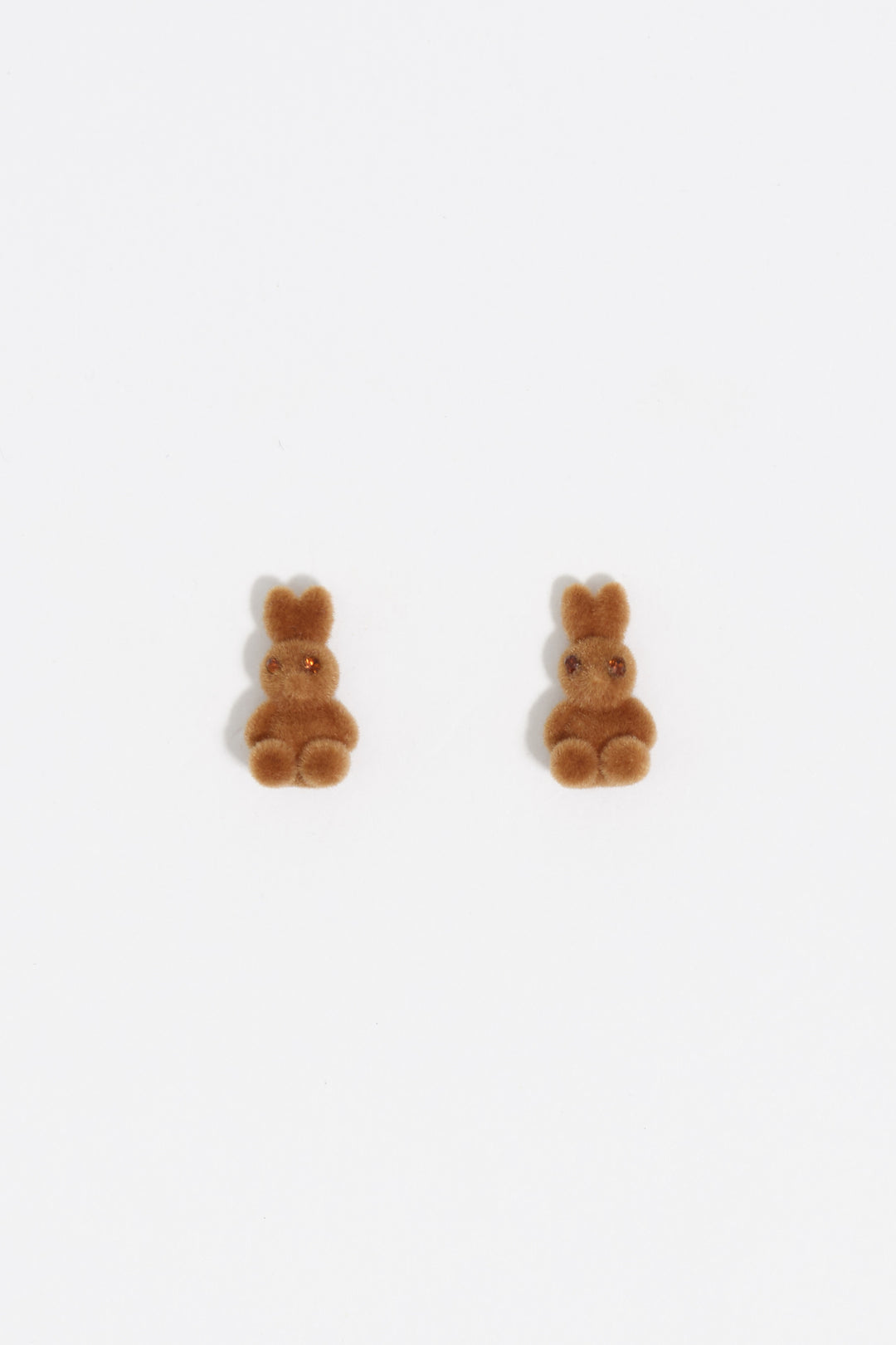 Brown flocked rabbit earrings