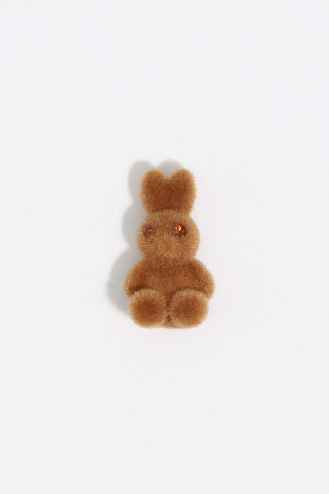 Brown flocked rabbit earrings