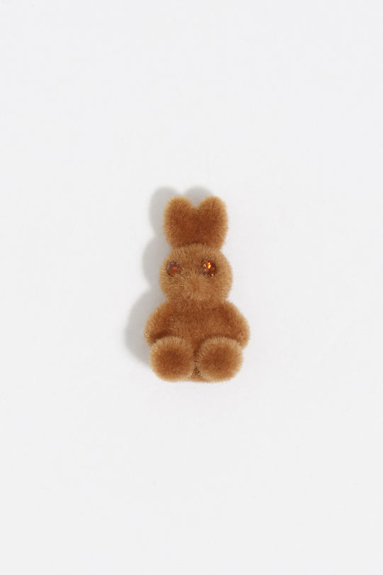 Brown flocked rabbit earrings