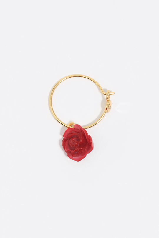 Red rose hoop earrings