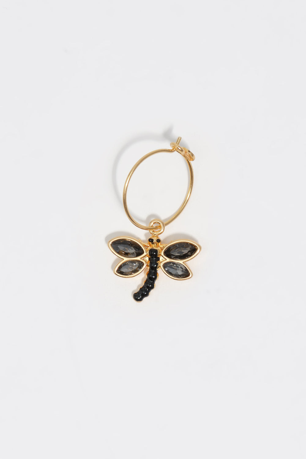 Gold dragonfly hoop earrings
