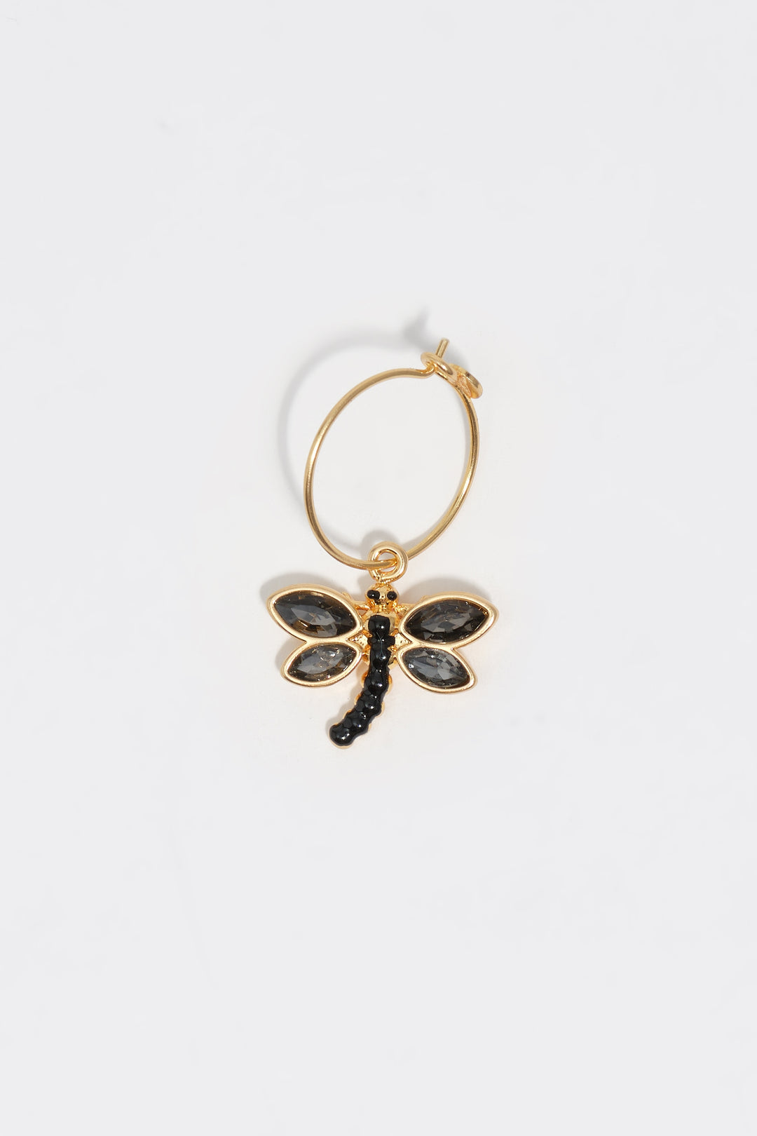 Gold dragonfly hoop earrings