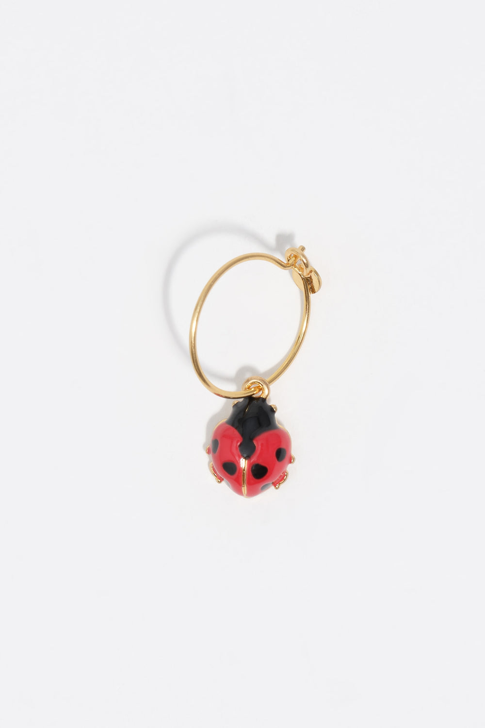 Mini red ladybug hoop earrings