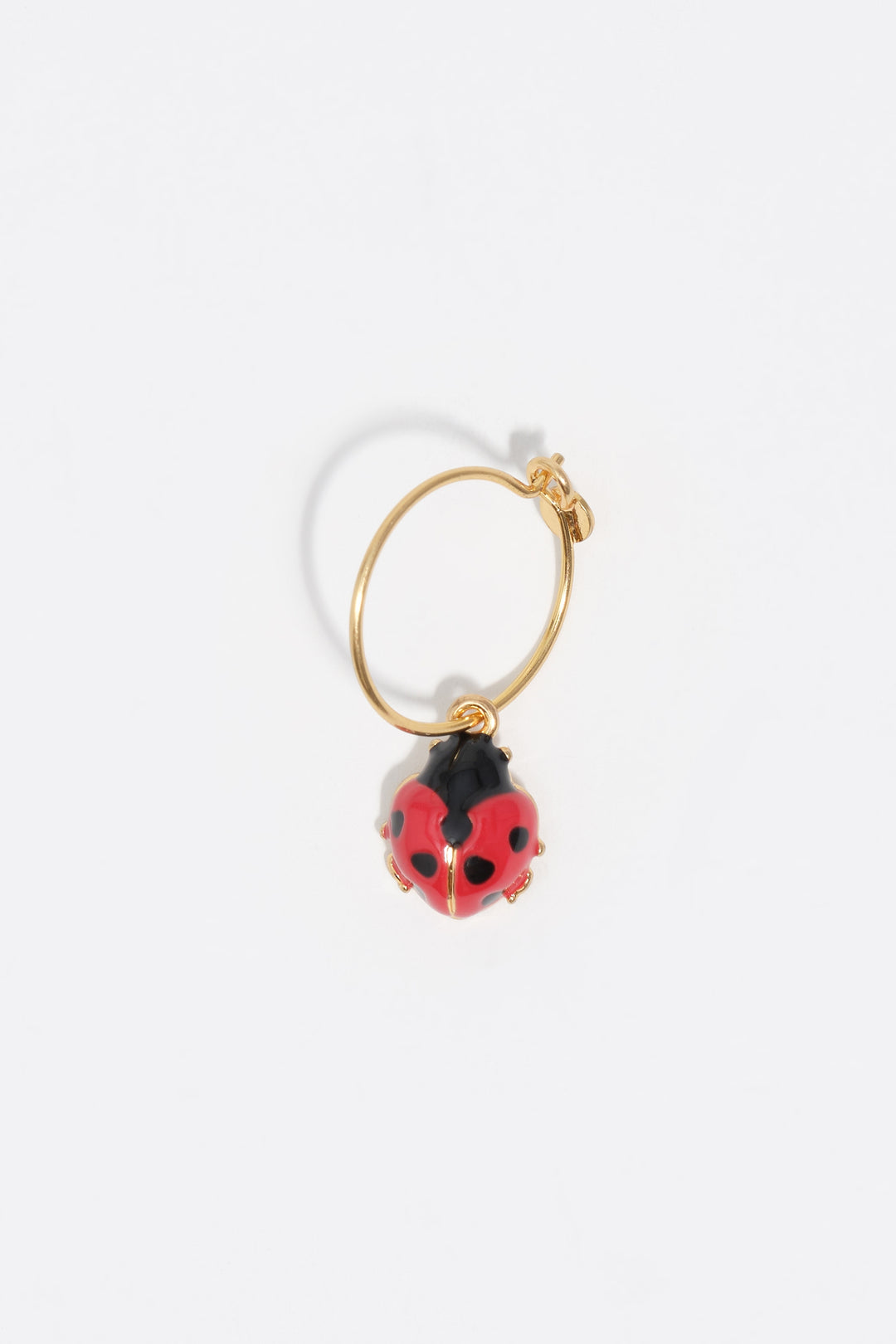 Mini red ladybug hoop earrings