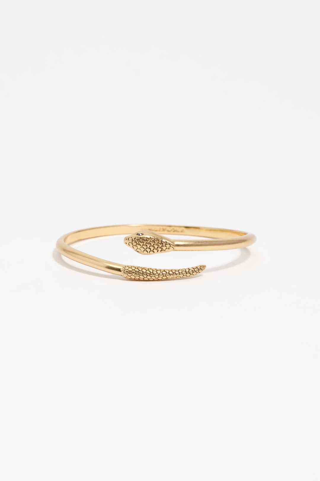 Aged gold rigid textured snake bracelet
