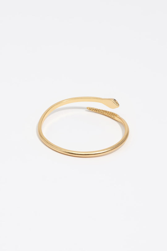 Aged gold rigid textured snake bracelet