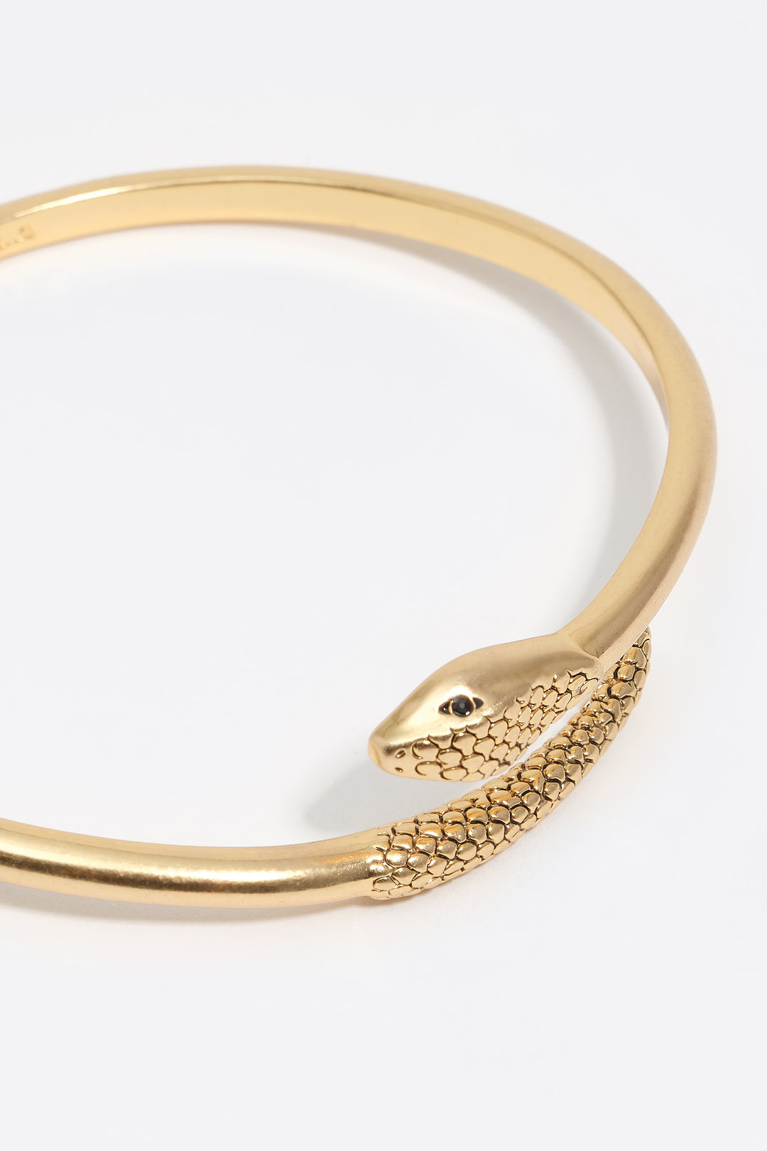 Aged gold rigid textured snake bracelet