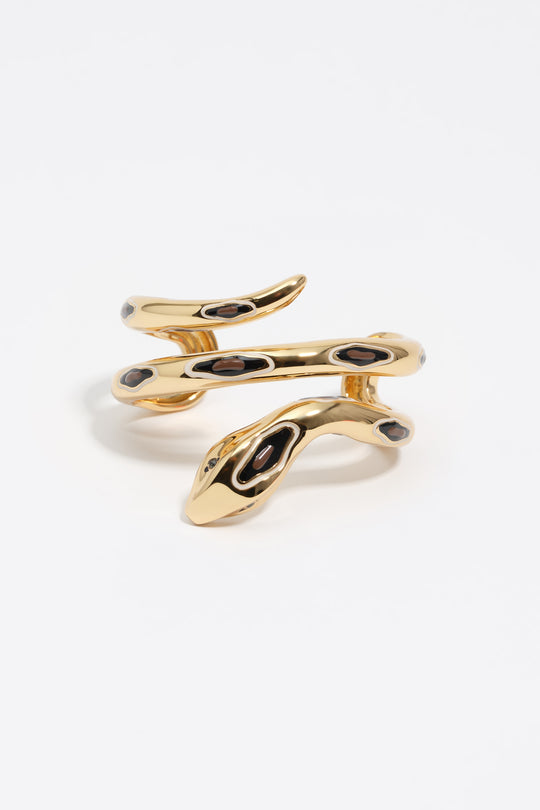 Gold snake rigid bracelet