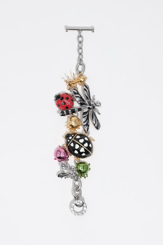 Silver dragonfly and beetle bracelet
