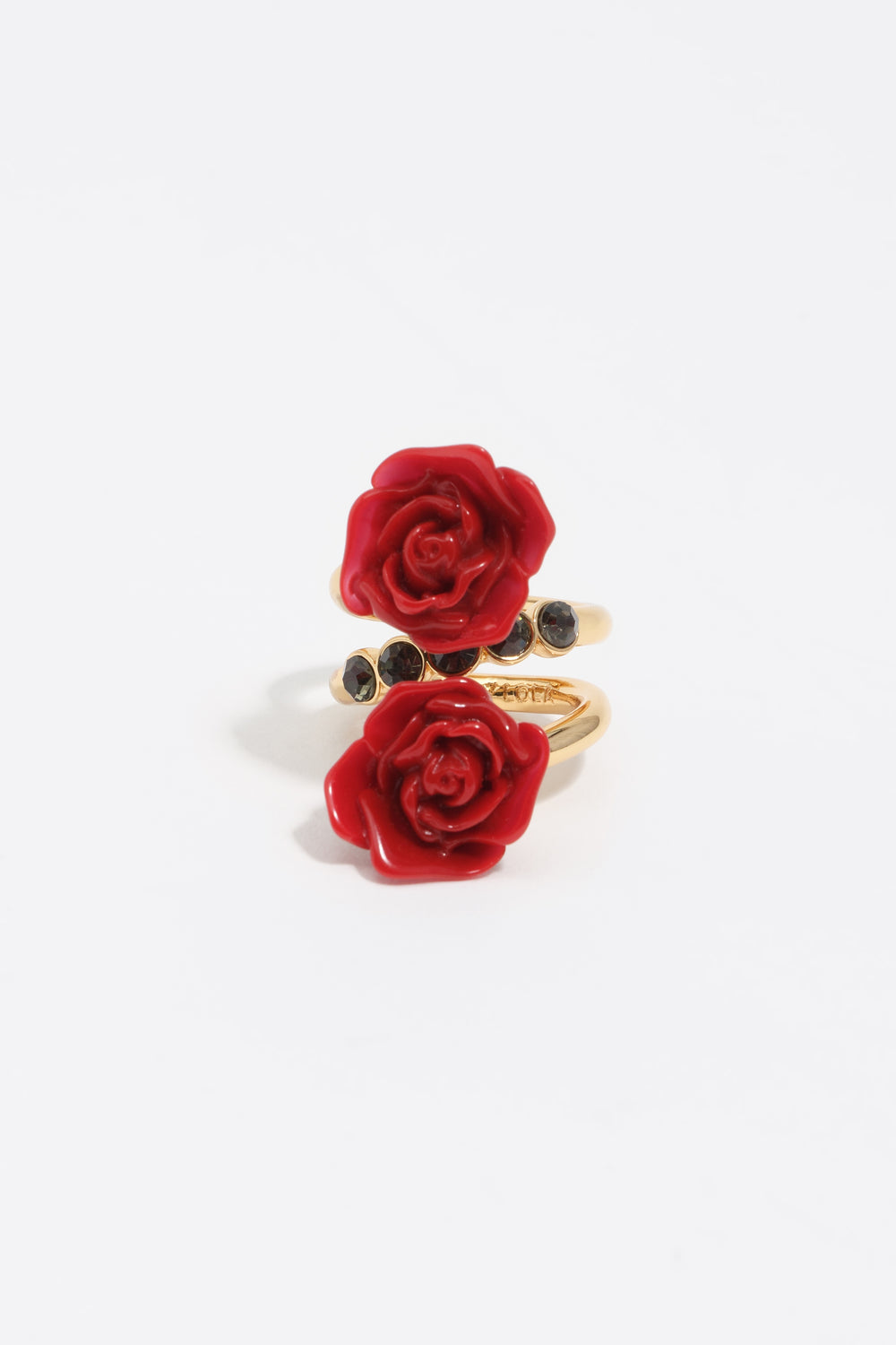 Red roses spiral ring