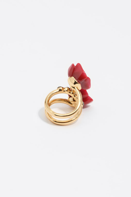 Red roses spiral ring