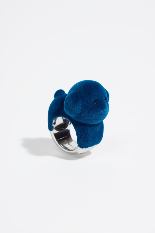 Blue flocked dog ring