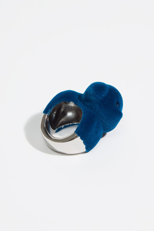 Blue flocked dog ring