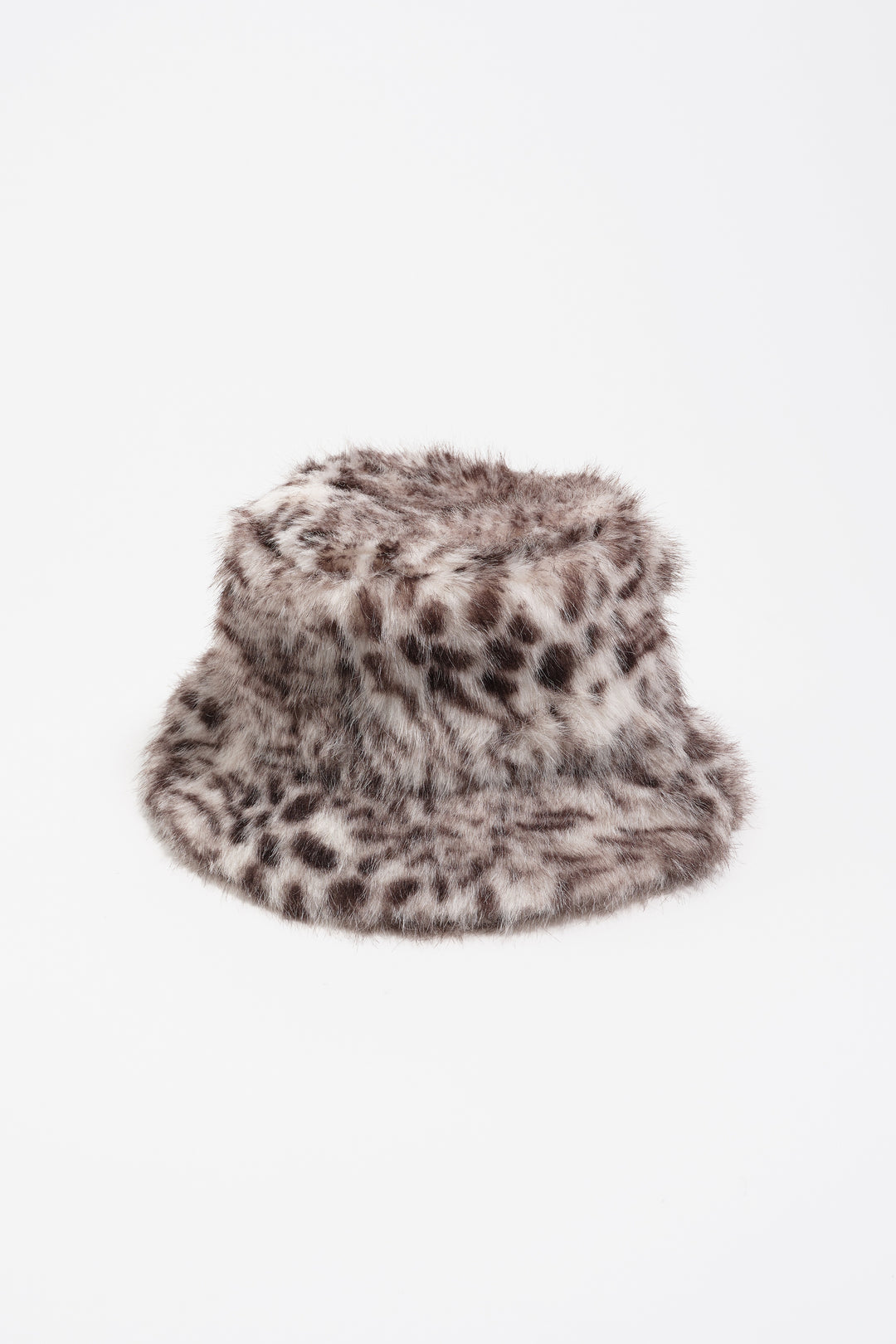 Grey leopard fur hat