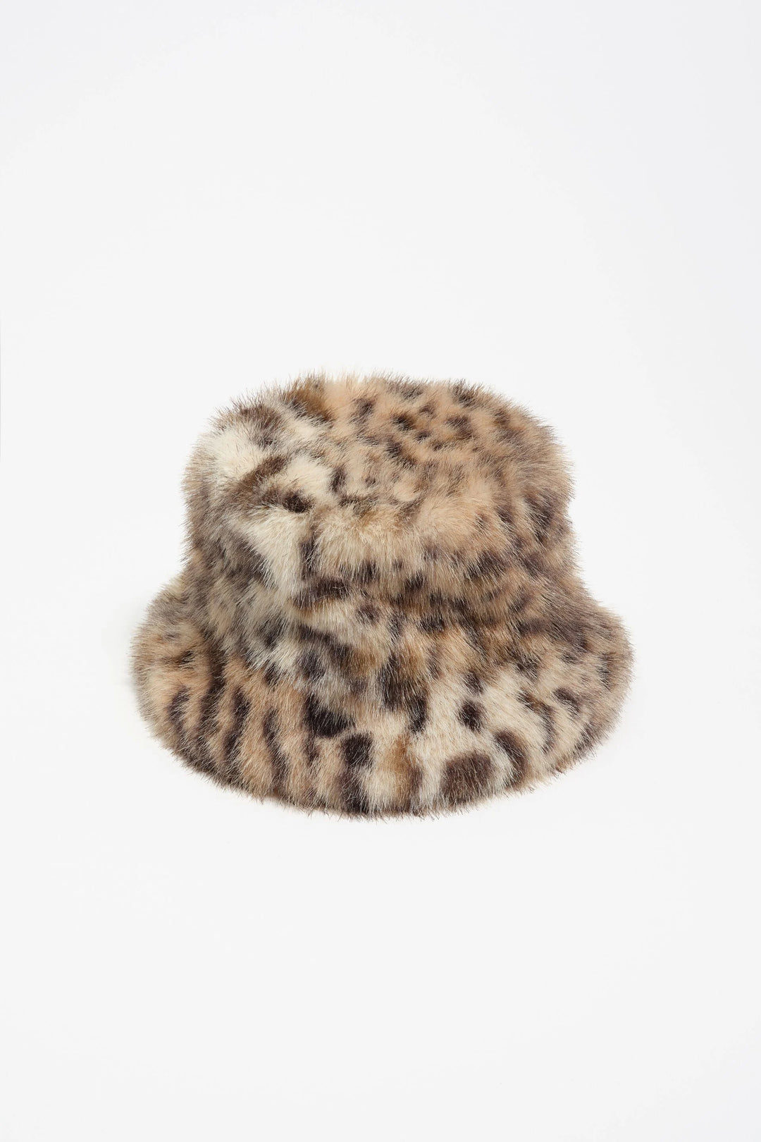 Beige leopard fur hat