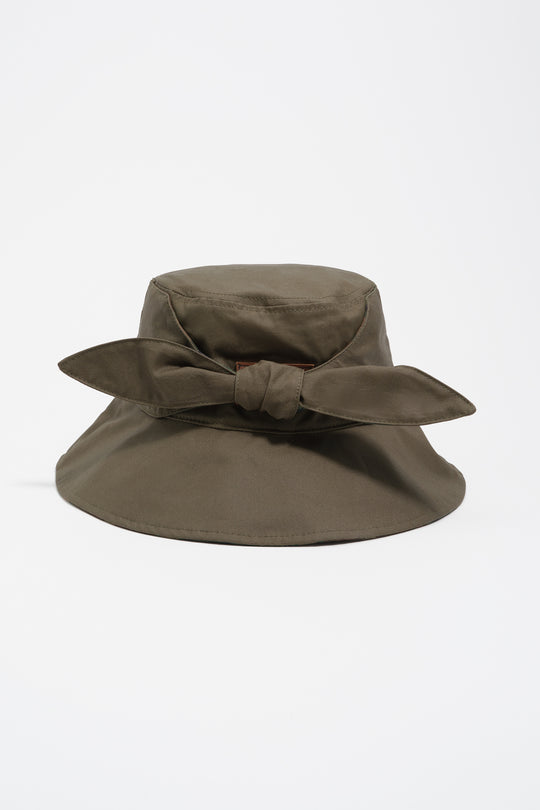 Khaki cotton tie bucket hat