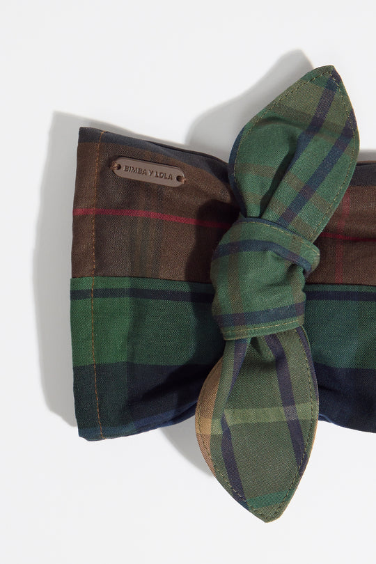 Checked patchwork cotton gloves