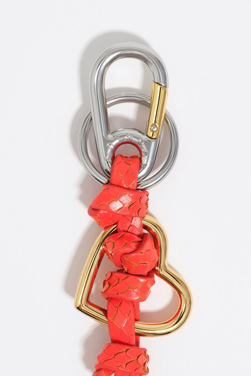 Orange leather heart key ring