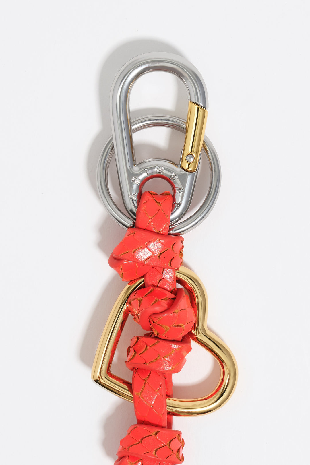 Orange leather heart key ring