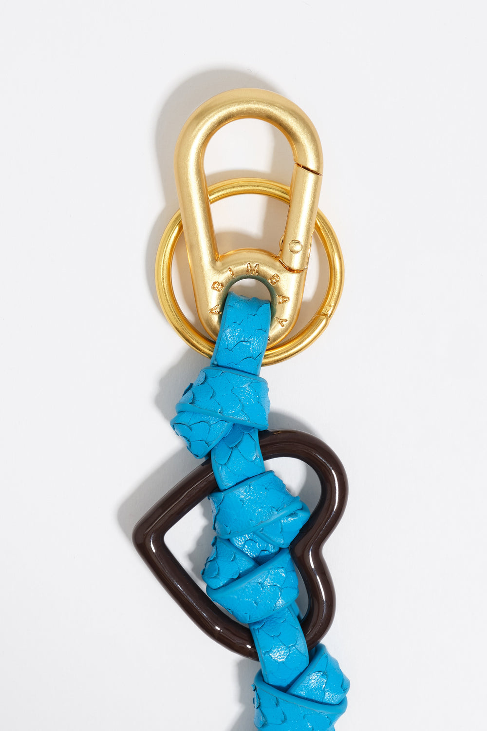 Blue leather heart key ring