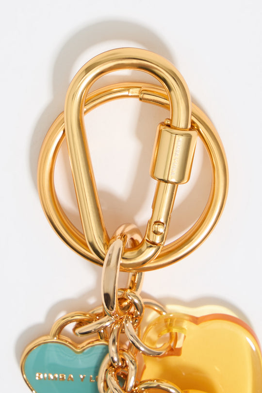 Gold hearts key ring