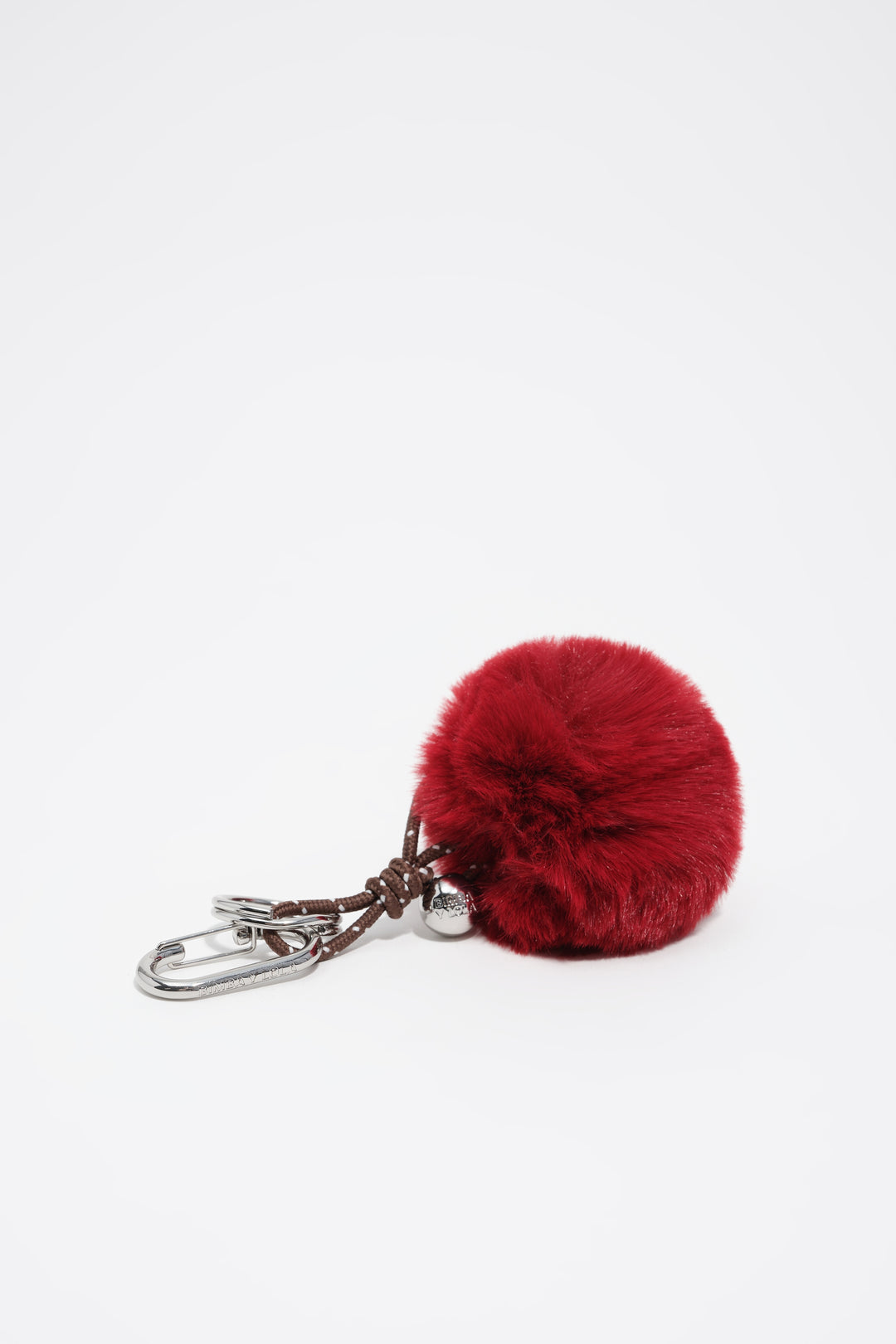 Red fur pom pom key ring