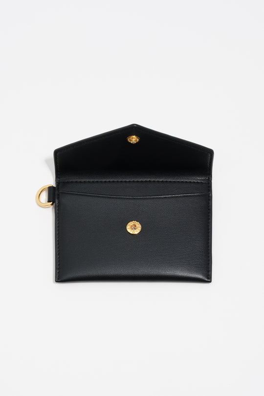 Black leather flap card holder