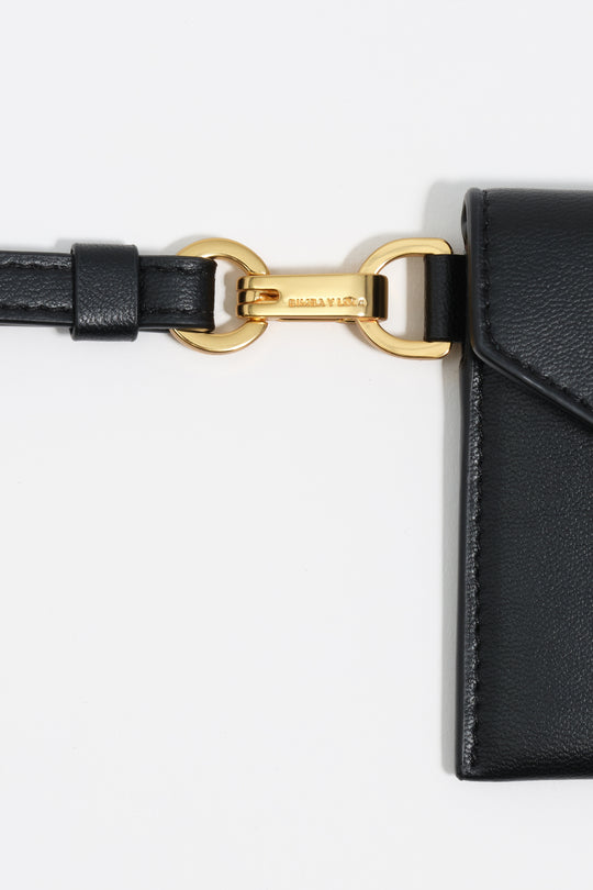 Black leather flap card holder
