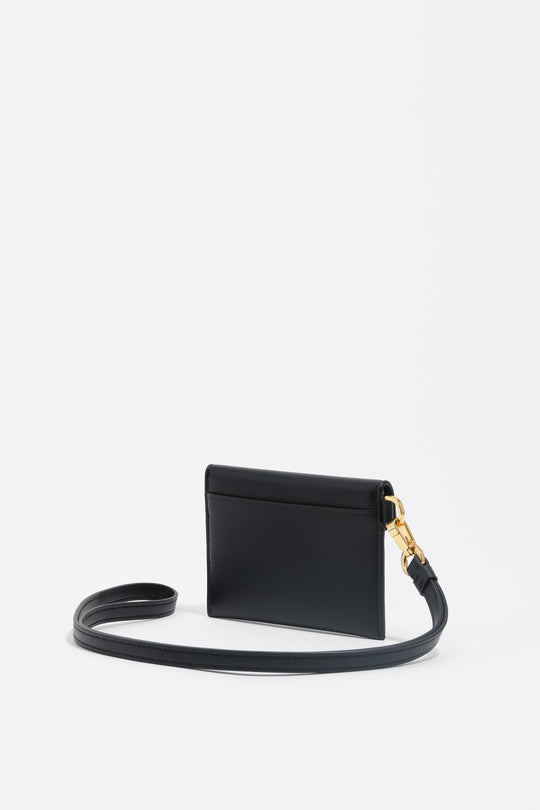 Black leather flap card holder