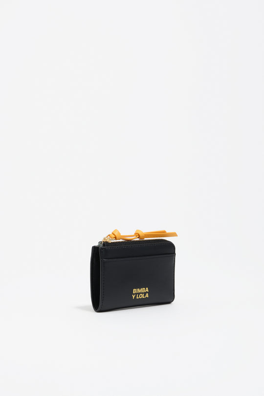 Black leather card holder coin purse