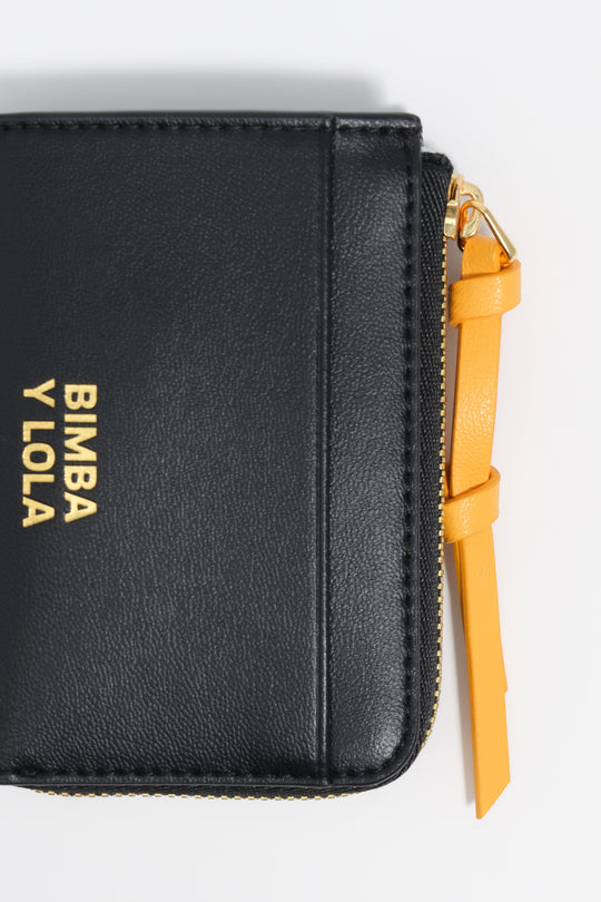 Black leather card holder coin purse